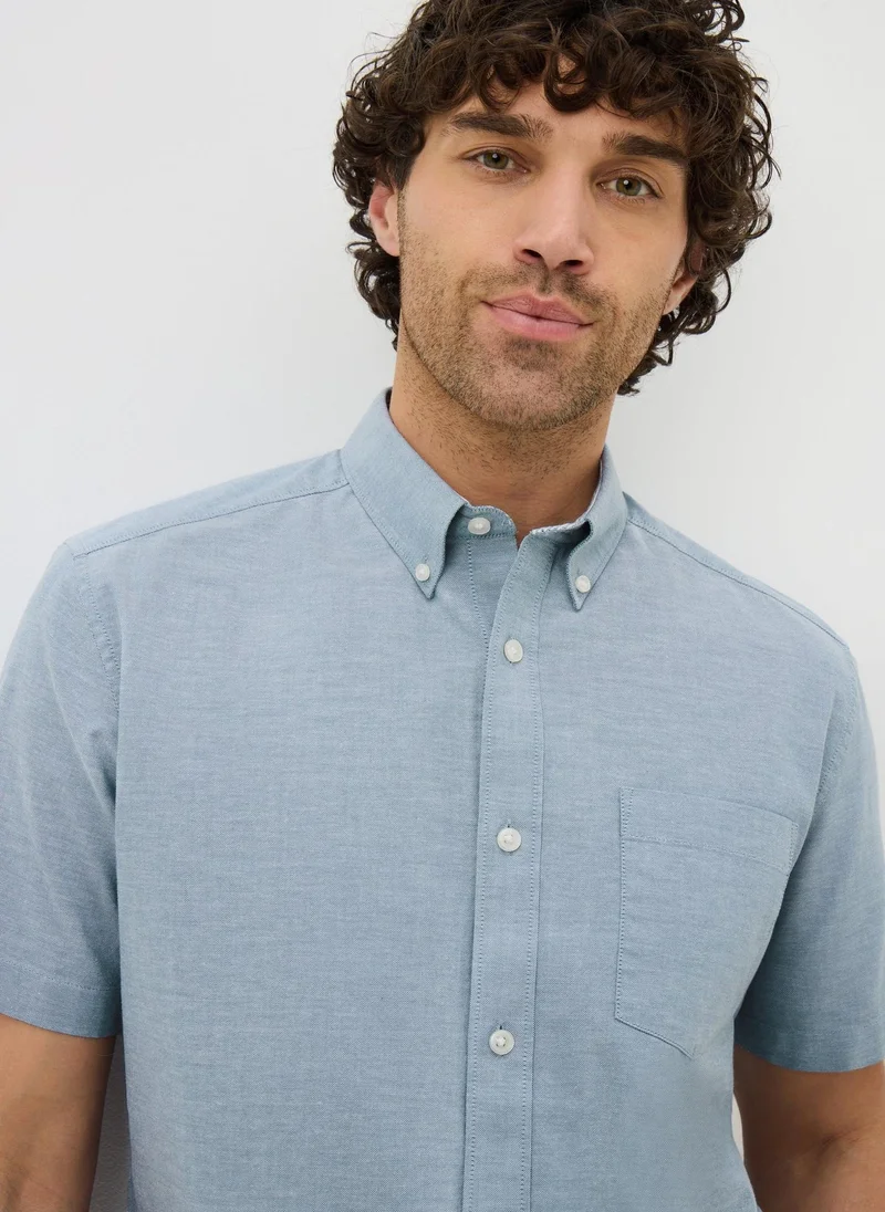 Matalan Blue Short Sleeve Oxford Shirt